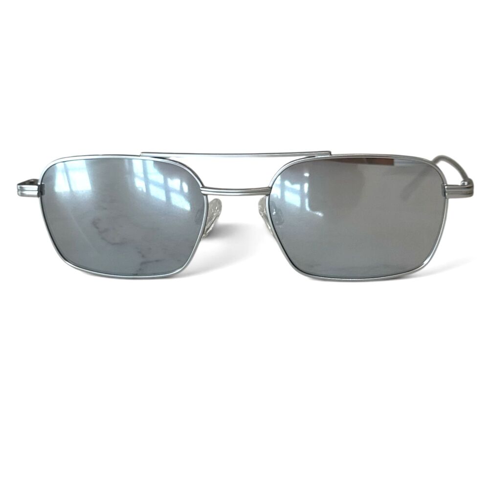 Unisex Carolina Lemke Double Bridge Silver Metal Frame Sunglasses - New w Box